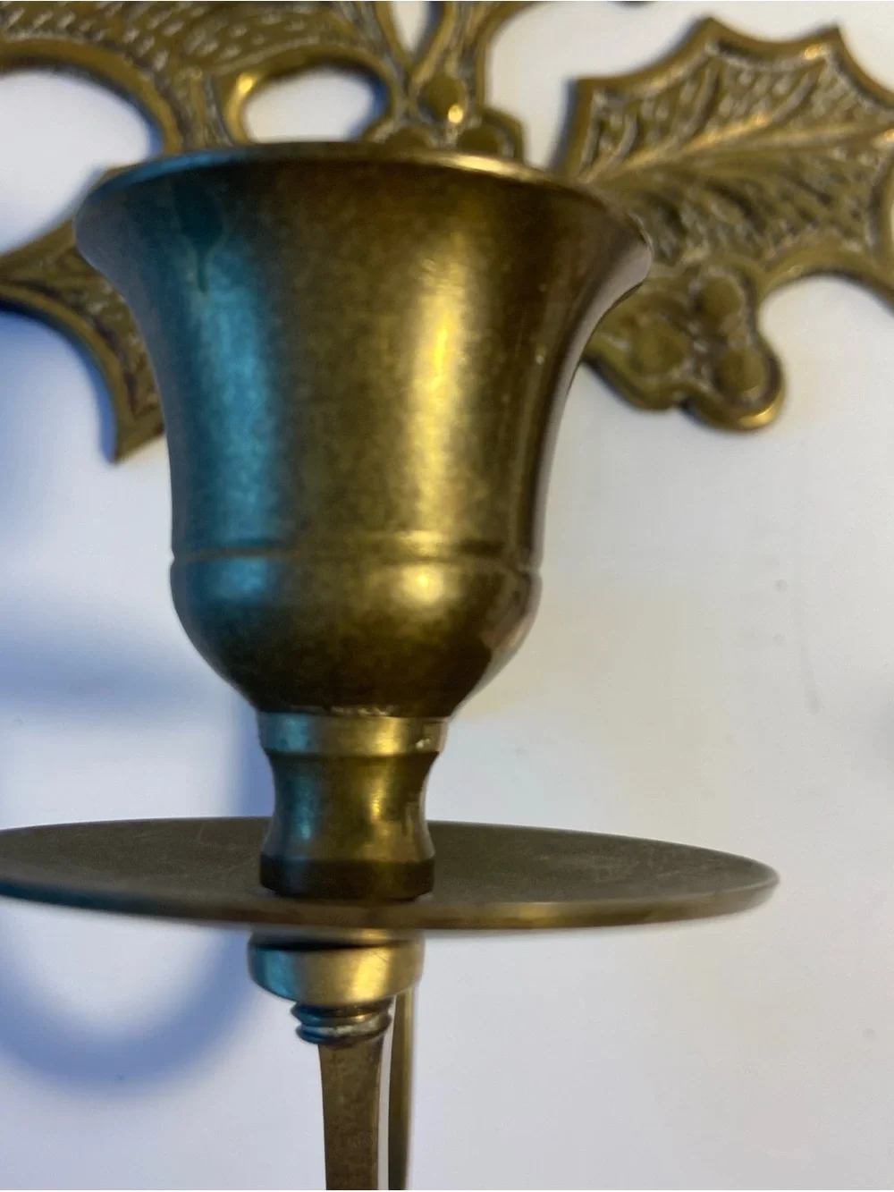 Brass Leaf Wall Candle Sconces - Pair
